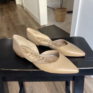 Sam Edelman Pointy Toe d'Orsay Leather Flats Size 8 Nude Preppy Classic Tan